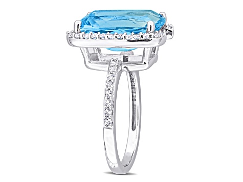 9.40ctw Sky Blue and White Topaz Cocktail Ring in Sterling Silver