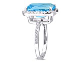 9.40ctw Sky Blue and White Topaz Cocktail Ring in Sterling Silver