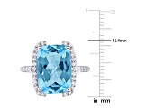 9.40ctw Sky Blue and White Topaz Cocktail Ring in Sterling Silver