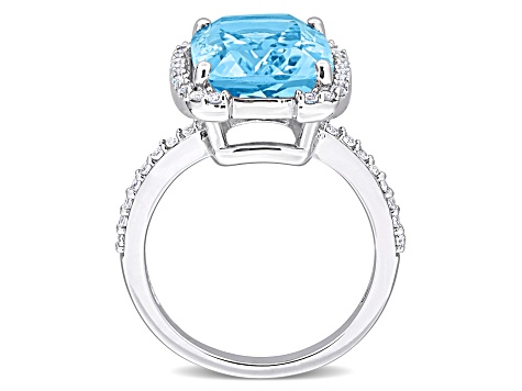 9.40ctw Sky Blue and White Topaz Cocktail Ring in Sterling Silver