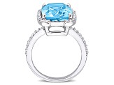 9.40ctw Sky Blue and White Topaz Cocktail Ring in Sterling Silver