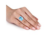 9.40ctw Sky Blue and White Topaz Cocktail Ring in Sterling Silver