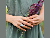 9.40ctw Sky Blue and White Topaz Cocktail Ring in Sterling Silver