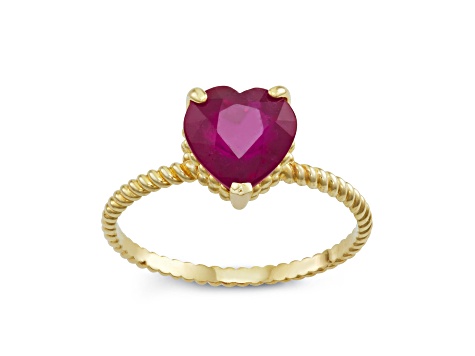 Heart Mahaleo® Ruby 10K Yellow Gold Twist Band Ring 2.50ctw