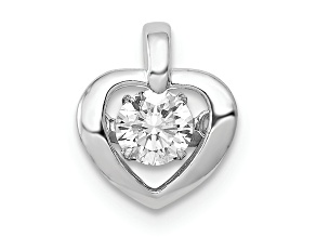Rhodium Over 14k White Gold Vibrant Diamond Heart Pendant