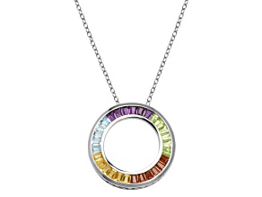 Multi-Color Multi-Gemstone Platinum Over Sterling Silver Pendant With Chain 1.33ctw