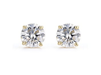 Picture of Round White IGI Certified Lab-Grown Diamond 18k Yellow Gold Stud Earrings 1.50ctw