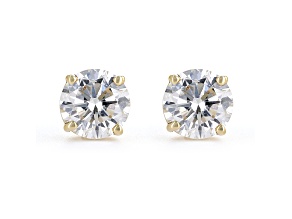 Certified White Lab-Grown Diamond E-F SI 18k Yellow Gold Stud Earrings 1.50ctw