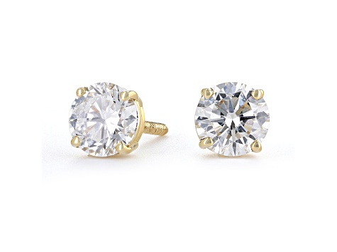 Certified White Lab-Grown Diamond E-F SI 18k Yellow Gold Stud Earrings 1.50ctw