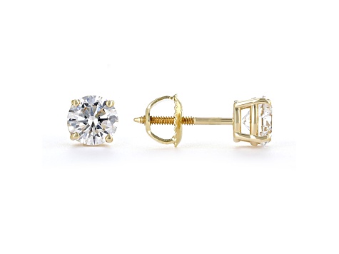 Certified White Lab-Grown Diamond E-F SI 18k Yellow Gold Stud Earrings 1.50ctw