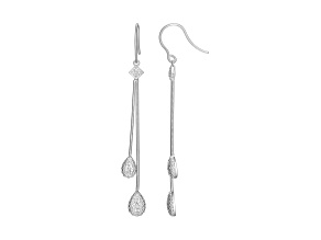 White Diamond Accent Rhodium Over Sterling Silver Linear Dangle Earrings