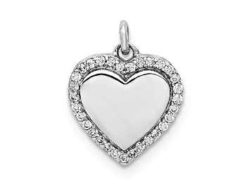 Picture of Rhodium Over 14k White Gold Diamond Fancy Polished Heart Pendant