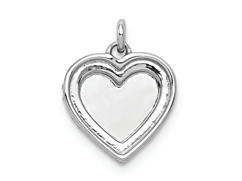 Rhodium Over 14k White Gold Diamond Fancy Polished Heart Pendant