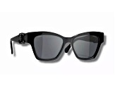 Chanel Black w Black Leather Arm Detail and "CC" Logo Frame/ Gray Lens Sunglasses
