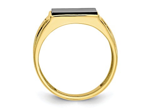 10K Yellow Gold Men's Diamond and Black Onyx Ring - 1B53QA | JTV