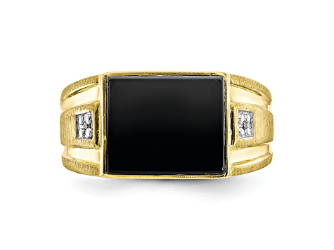 『HAMI VEN 6108 GOLD×BLACK』 Black Spinel 18k Yellow Gold Over Sterling Silver Ring 1.84