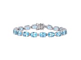 28.50ctw Oval-Cut Sky-Blue Topaz Tennis Bracelet in Rhodium Over Sterling Silver