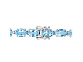 28.50ctw Oval-Cut Sky-Blue Topaz Tennis Bracelet in Rhodium Over Sterling Silver