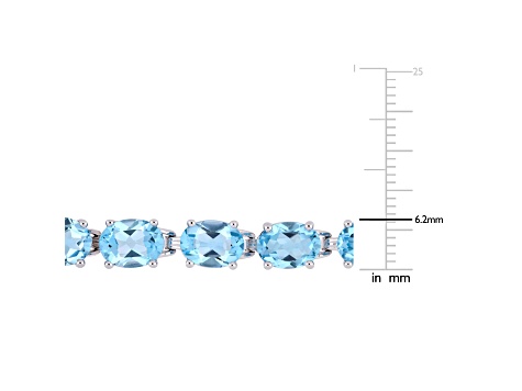 28.50ctw Oval-Cut Sky-Blue Topaz Tennis Bracelet in Rhodium Over Sterling Silver