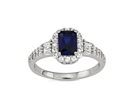 Lab Created Blue Sapphire Sterling Silver Ring 1.52ctw