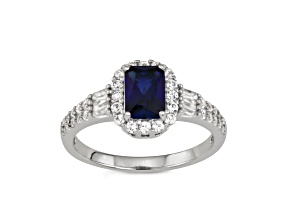 Lab Created Blue with White Sapphire Sterling Silver Ring 1.52ctw