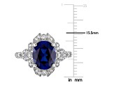 Lab Created Blue Sapphire and White Diamond 10k White Gold Ring 4.80ctw