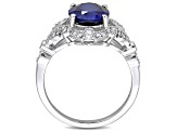 Lab Created Blue Sapphire and White Diamond 10k White Gold Ring 4.80ctw