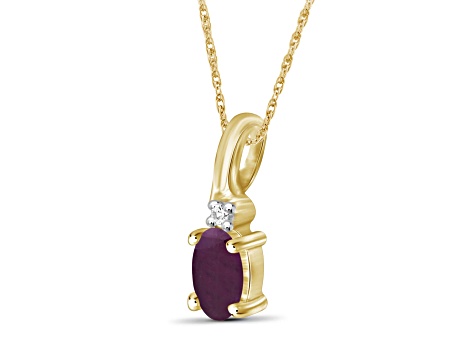 Red Ruby 14K Gold Over Sterling Silver Pendant with Chain 0.44ctw
