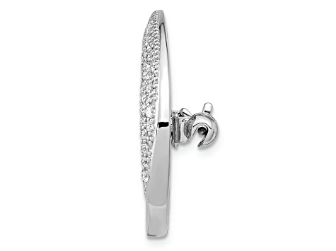 Rhodium Over Sterling Silver Polished Cubic Zirconia Circle Pin Brooch