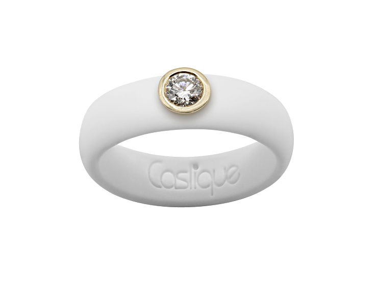 Caslique White Silicone Ring with Lab Grown Diamond in 14K