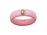 Caslique Sakura Pink Silicone Ring with pink Lab Grown Diamond in 14K Gold Bezel, 0.10ct
