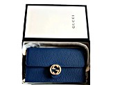 Gucci Blue Marmont GG Womens Leather Wallet on Chain Crossbody Bag