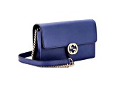 Gucci Blue Marmont GG Womens Leather Wallet on Chain Crossbody Bag