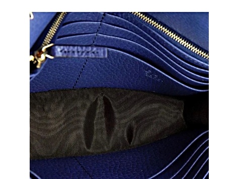 Gucci Blue Marmont GG Womens Leather Wallet on Chain Crossbody Bag