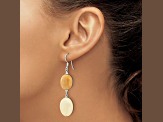 Sterling Silver Polished Oval Yellow Jadeite Dangle Earrings