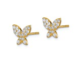 14k Yellow Gold Children's Butterfly Cubic Zirconia Stud Earrings