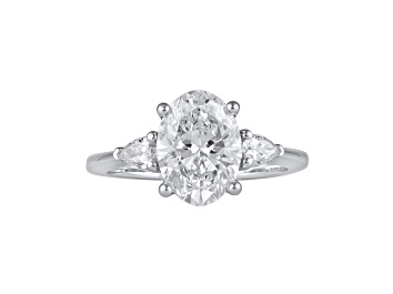 Oval White Lab Grown Diamond Ring 14K White Gold 2.15ctw