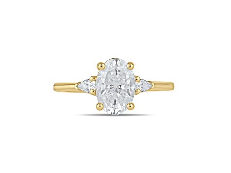 Oval White Lab Grown Diamond Ring 14K Yellow Gold 1.15ctw