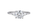 Round White Lab Grown Diamond Ring 14K White Gold 1.65ctw
