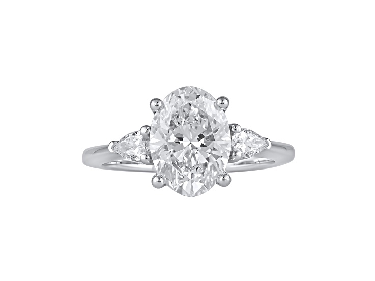 Oval White Lab Grown Diamond Ring 14K White Gold 1.65ctw