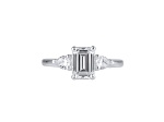 Emerald Cut White Lab Grown Diamond Ring 14K White Gold 1.65ctw