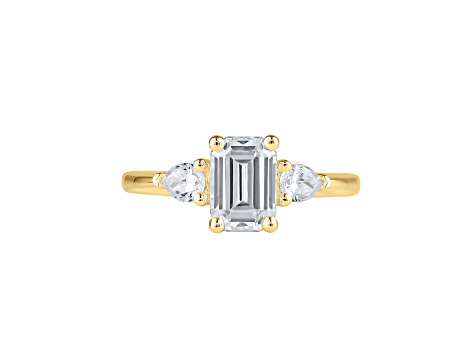 Emerald Cut White Lab Grown Diamond Ring 14K Yellow Gold 2.15ctw