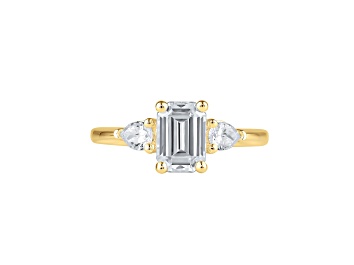 Picture of Emerald Cut White Lab Grown Diamond Ring 14K Yellow Gold 2.15ctw