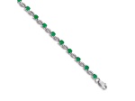 Rhodium Over 14k White Gold Emerald Gemstone Bracelet