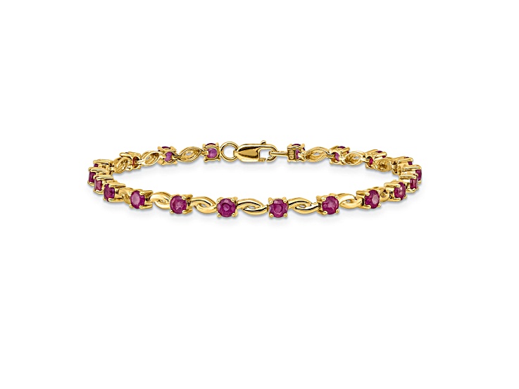14k Yellow Gold Oval Ruby Bracelet