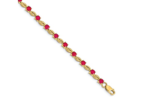 14k Yellow Gold Oval Ruby Bracelet