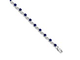 Rhodium Over 14k White Gold Sapphire Bracelet