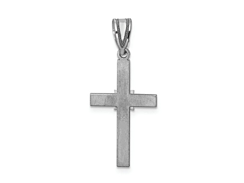 Rhodium Over 14K White Gold 0.01ct Diamond Cross Pendant