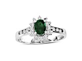 0.75ctw Emerald and Diamond ring in 14k White Gold