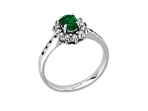 0.75ctw Emerald and Diamond ring in 14k White Gold